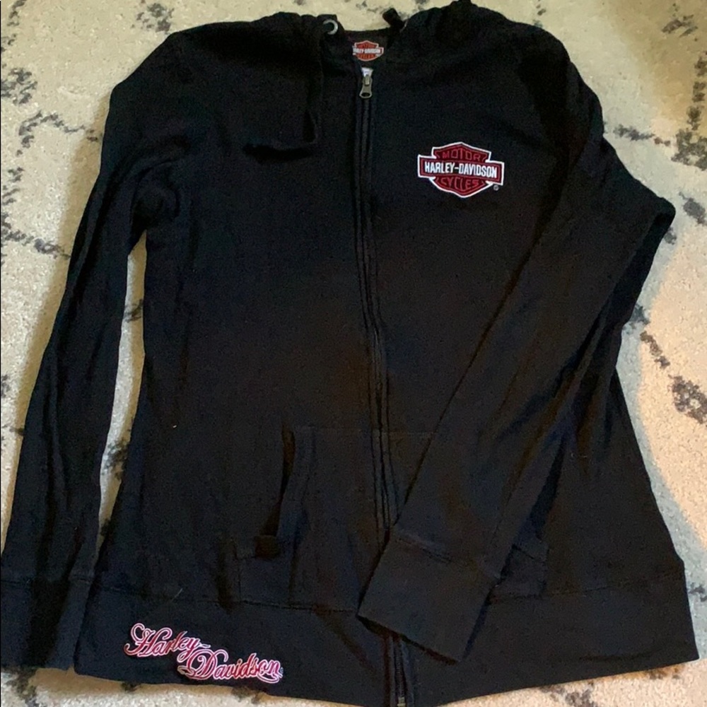 Black full zip light weight hoodie